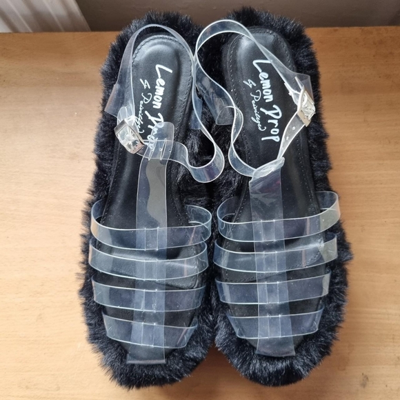 Lemon Drop by Priveleged Black Zahara Platform Sandals - Picture 2 of 4